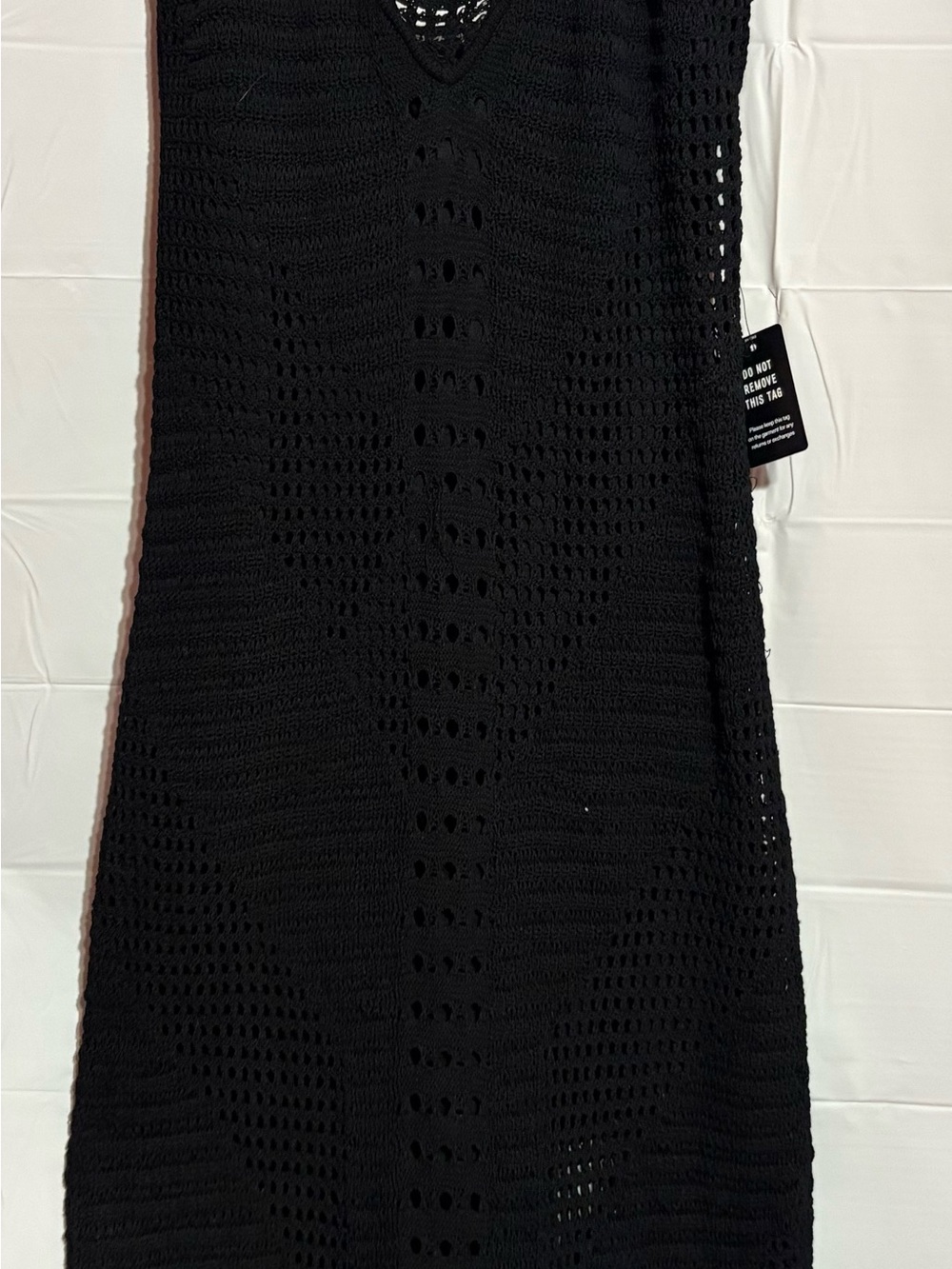 Express Black Crochet Midi Dress with V-Neck